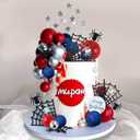 DRWATE Spider Cake Topper with Spider Web Balls Stars for Boys Men Birthday Party Baby Shower Supplies (Spider)