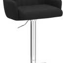 VECELO Bar Stools Set of 1, Adjustable Barstools, Counter Height Stools with Back and Arm, Kitchen Island Stools, Swivel PU Chairs for Pub, Dining Room, Modern Style, Black