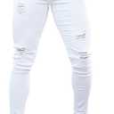 GINGTTO Mens Skinny Jeans Stretch Ripped Jeans Pants Men (White)