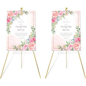 Easel Stand for Sign 63'' Art Easels for Display Wedding Welcome Poster Stand Portable Floor Metal Easel Gold 2 Pack