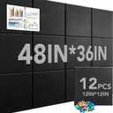 Cork Boards for Walls 36x48, 12 Pack Black Bulletin Board, Reusable Felt Wall Tiles with 70 Pins and Non-Marking Adhesives, Cork Board for Office Pin Board