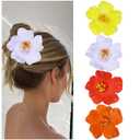 Vodolo Hawaiian Flower Hair Clips for Women,4Pcs 3.5 Inch Artificial Flower Clips,Plumeria Hibiscus Hairclip for Beach Party,Cute Summers Tropical Flowers Bow Hair Accessories for Girls Holiday Gifts