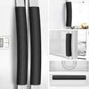 Refrigerator Handle Covers, 5 Pieces, Leather Kitchen Appliance Handle Covers Keep Your Fridge Microwave Oven Stove Dishwasher Clean, Save Your Time, Trimmable and One Size Fits All (Black)