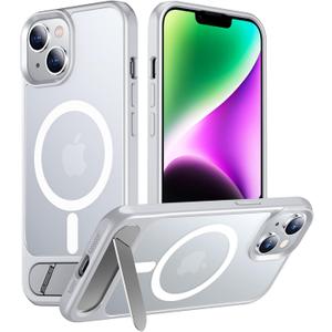 Temdan Magnetic Compatible with iPhone 14 Case/iPhone 13 Case,[Built-in Invisible Kickstand][Compatible with MagSafe][Military Grade Shockproof] Slim Translucent Matte Phone Case for iPhone 14/13 6.1"