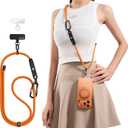 TORRAS Phone Lanyard with Hanging Loops, Adjustable Anti Theft Phone Strap Crossbody for iPhone 17 Pro,Skin-Friendly,2 Tabs, Universal Cell Phone Neck Lanyard for Daily & Outdoor Activities, Orange