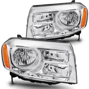 Headlight Assembly Fit For 2012-2015 Honda Pilot 2012 2013 2014 2015 12 13 14 15 Honda Pilot Head lamp Left And Right Side (Chrome Housing Amber Reflector)
