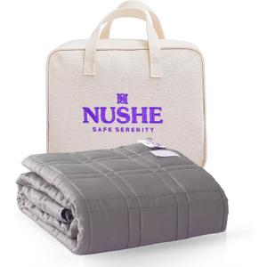 Weighted Blanket for Adults (20 lbs, 60x80, Grey) Queen Size. 100% 300TC Viscose, Derived from Bamboo-Premium 7 Layer Cooling Weighted Blankets. Breathable Blanket with travel bag & Machine Washable