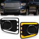 LED Front Bumper Fog Light DRL Compatible with 2014-2021 Toyota Tundra Replacement Front Bumper Trim, with DRL harness, Function as Dynamic Sequential Turn Signal Lights