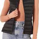 Amazon Essentials Women's Lightweight Water-Resistant Packable Puffer Vest (Large, Black)