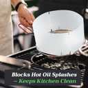 Splatter Guard for Frying Pan 10-13 Inch Pan Protector Grease Splatter Screen Set with Chrome-plated Iron Frame & 2 White PP Sheets Oil Splash Shield for Cooking & Frying