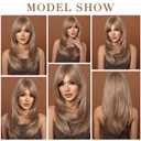 HAIRCUBE Blonde Wigs for Women,Long Layered Wigs with Bangs Heat Resistant Synthetic Fibre Wigs(pelucas de cabello natural)