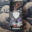 Designed for Galaxy S24 Plus Case, Japanese Art Design Shockproof Phone Case for Samsung S24+ Plus, Slim & Tough Premium Protective Cover 6.7 inch [Embossed Texture] Black, Kuro Cat