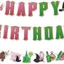 3pcs Pre-Strung Wicked Happy Birthday Banner Pink and Green Paper Garland for Witch Theme Party Decorations