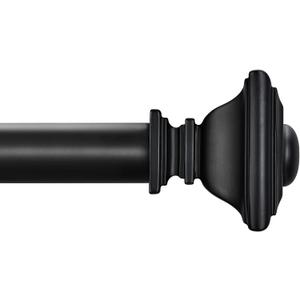 BRIOFOX BLACK Curtain Rods for Windows 48 to 84 Inch Adjustable Length 1 Inch Diameter Heavy Duty Window Curtain Rods for Indoor Ourdoors With Classic Square Finials