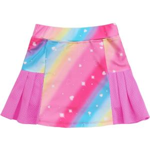JESKIDS Girls' Tennis Golf Skirts with Shorts Pickleball Athletic Pleated Skort 6~13T (Pink, XL)