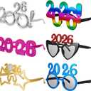 6 Pack 2026 Glasses Fancy Glitter Number Sunglasses 6 Styles Eyewear Graduation Party Supplies Favors Decorations Accessories for Celebration Festival Photo Prop