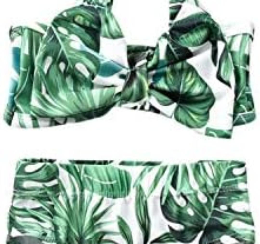 Aalizzwell Baby Girl Bathing Suit, Toddler Girls Two Piece Swimsuit Halter Top Bikini Bottoms Swimming Suit,Green,90