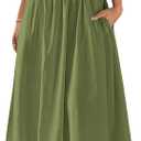 PRETTYGARDEN Women's Smocked Maxi Dresses 2025 Summer Beach Sundress Casual Spaghetti Strap Swing A Line Long Flowy Dress