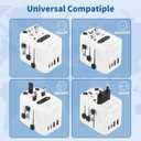 Aigostar 5-in-1 Universal Travel Adapter, GaN 45W Fast Charge International Plug Adapter with 2 Type-C & 2 USB-A Ports, Worldwide Power Adaptor Wall Charger for EU US UK AUS CHN JP Travel Business (White)