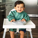 Tiny Twinkle Mess Proof Baby Bibs, Pack of 1 Waterproof Smock Baby Bibs for Eating, Machine Washable Long Sleeve Bibs, Baby Led Weaning, Toddler Bibs, BLW Supplies (Olive, Small 6-24 Months)
