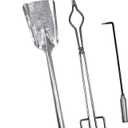 Fireplace Tools Set, BBQ Accessories Kit 3 PCS Cast-Iron Fireplace Accessories Composed of Poker, Shovel,Pliers Fire Set Accessories Indoor Outdoor