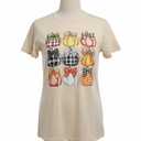 Women's Halloween T-Shirts Pumpkin Graphic Tees Autumn Fall Shirts Loose Casual Short Sleeve Tops (Apricot3, L)