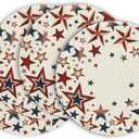 Artoid Mode Old Style Stars American Flag 4th of July Round Placemats Set of 4,15 Inch Memorial Day Table Mats for Party Kitchen Dining Decoration (Beige)