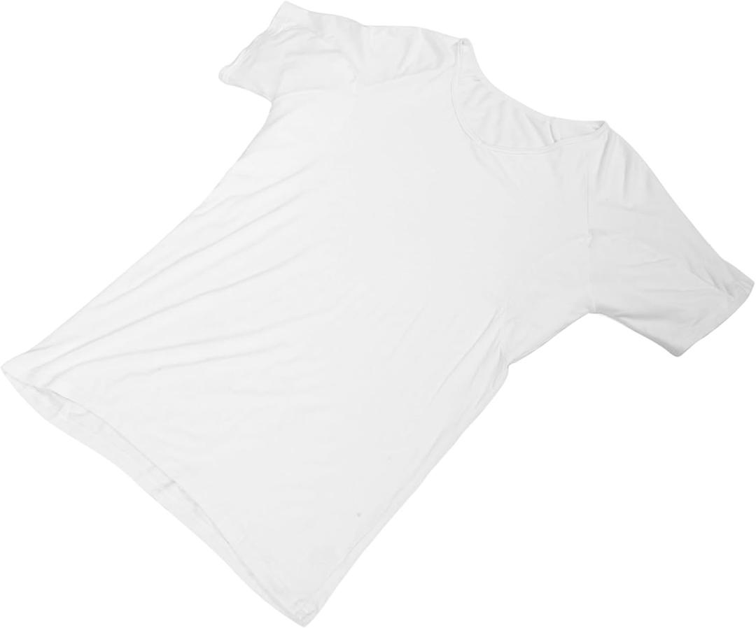 PartyKindom Men's Neck Sweat Absorbing Mesh Vest Breathable Undershirt with Integrated Armpit Pads for Comfort and Control for Layering Casual Wear White