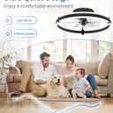 ZMISHIBO Ceiling Fans with Lights and Remote, 19.7'' Low Profile Ceiling Fan, 3000-6000K Dimmable Modern Flush Mount LED Fan Light, 6 Wind Speeds, Black Fandelier Ceiling Fans for Bedroom
