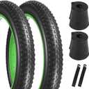 2 Pack 20/26 x 4.0 Fat Bike Tires and Tubes, Folding 20x4.0 Fat Tire 26x4.0 with Inner Tube All-Terrain E-Bike Tires for Commuting, Snow, Beach