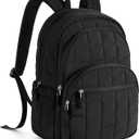 BAGSMART College Laptop Backpack, Travel Backpack for Women, Quilted Casual Daypack, Water-Resistant Bookbag for 15.6 Inch Laptop, Black