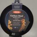 OXO Obsidian 10" Carbon Steel Frying Pan, Pre-Seasoned Skillet, Builds Natural Nonstick with Use, Induction Ready, Oven Safe, Removable Silicone Handle