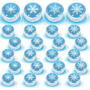 Wettarn 24 Pcs Froze Party Favors Snowflake Magic Birthday Party Supplies Winter Princess LED Lighted Yo Yo Bulk Froze Theme Toy for Girls Goodie Bag Filler Snowflake Gifts in Bulk