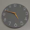 Wall Clock, 10 Inch Wooden Silent Non-Ticking, Decorative Battery Operated Wall Clocks for Bedroom, Kitchen, Home, Living Room, Office, School, Hotel (Gray)