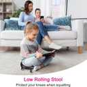 PATIKIL Low Rolling Stool Chair - PU Leather Universal Wheel Seat for Home Office Fitness - Round Roller Stool (Black)