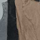 Mens Workout Tank Tops Sleeveless Tee Shirts Men Muscle Shirt Gym Acid Wash T Shirts Running Beach Loose Fit Tee (Large, Black+grey+coffee)