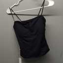 Darong Women Padded Tank Top Built in Bra Adjustable Spaghetti Straps Double Lined Basic Cami Shirt (Medium, Black)