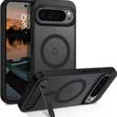 GUAGUA for Google Pixel 10 Pro XL Case with Stand, Magnetic Cases with Foldable Invisible Stand Translucent Matte Back Slim Shockproof Protective Kickstand Phone Case for Pixel 10 Pro XL, Black