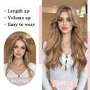 Toppers Hair Pieces for Women 24 Inch Wavy Clip in Hair Toppers for Women with Thinning Hairs Synthetic Hand-Tied Hairline Lace Front Women's Hair Topper Golden Brown Mix Bleach Blonde