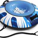 Snow Tube Sled with Premium Canvas Cover, Heavy Duty Snow Tubes for Sledding, 47" Inflatable Snow Sled for Kids & Adults, Towable Design with Reinforced Bottom Protection Layer, Winter Outdoor Fun