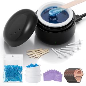 Nose Wax Kit Men, Nose Ear Hair Waxing Kit with 100g Wax, 56 Pcs Accessories, Nose Ear Hair Removal Kit, USB Fast Heat, Smart Constant Temp, Upgraded Size, Multi-Accessories, (Black)