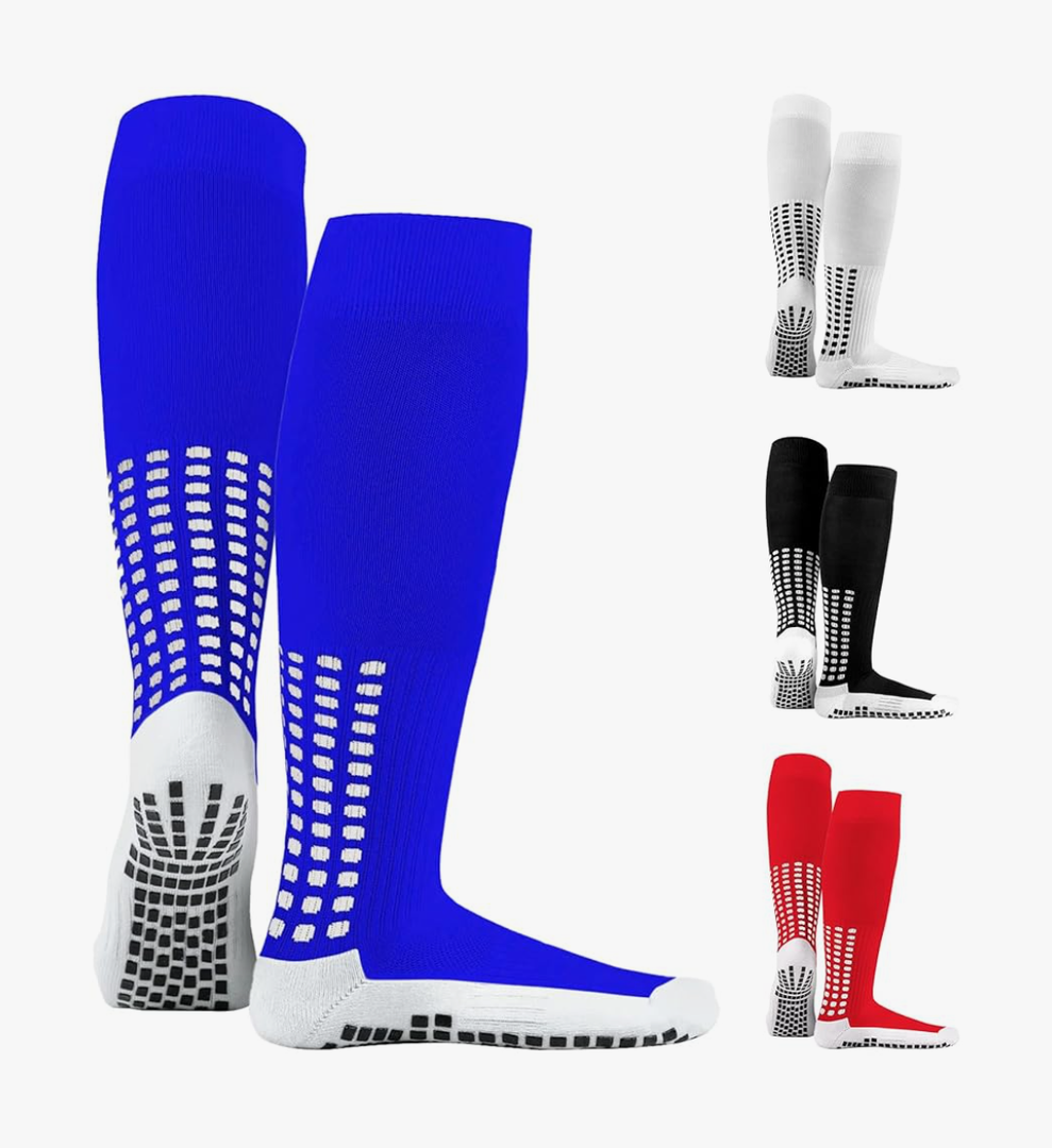LUX Anti Slip Soccer Knee Socks,Non Slip Football/Basketball/Hockey Sports Grip Socks, One Size