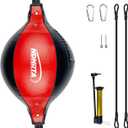 Double End Bag, (Classic Style Upgraded),Improve Reaction Speed, Boxing Equipment, Durable, Double End Punching Bags, Home Gym, Floor to Ceiling, for Boxing (Shipped from the U.S) (Black Red)