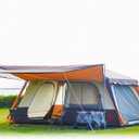 KTT Extra Large Tent 12 Person,Family Cabin Tents,Awning,2 Rooms,4 Doors and 4 Windows with Mesh,Straight Wall,Waterproof,Double Layer,Big Tent for Outdoor,Picnic,Camping,Family Gathering