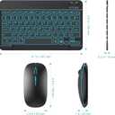 TECURS Bluetooth Keyboard and Mouse Combo for iPad - Rechargeable Wireless Keyboard & Mouse with 7-Color Backlit Compatible with iPad 10th/9th/8th Gen, iPad Pro/Air/Mini, iPhone15/14/13 Pro, Black