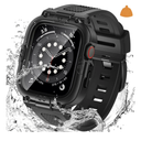 Goton 3 in 1 Waterproof Case with Band for Apple Watch with Built-in Tempered Glass Screen Protector 44mm, 360° Shockproof Bumper Face Cover with Band for Apple Watch SE 3/SE 2/SE, Series 6/5/4, 44mm