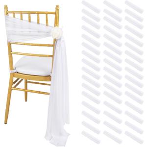 White Chair Sashes for Wedding: 48 Packs 8ft Long Sheer Fabric Chair Covers - Party Banquet Ceremony Chair Decorations