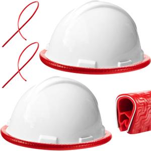 Shyyween 2 Pcs Hard Hat Accessories Red Full-Brim Rubber Edge Protector Strip for Helmets Enhance Safety, Visibility, Comfort & Multi-use Hard Hat Stickers for Work, Construction, DIY, Industrial
