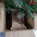 2 Pack 4 Ft Artificial Christmas Entrance Tree in Fake Wooden Box Base with 60 LEDs Warm White Light Timer Waterproof Battery Box Operated 140 Branches 14 Pinecone 12 Berries Xmas Decor for Door Porch