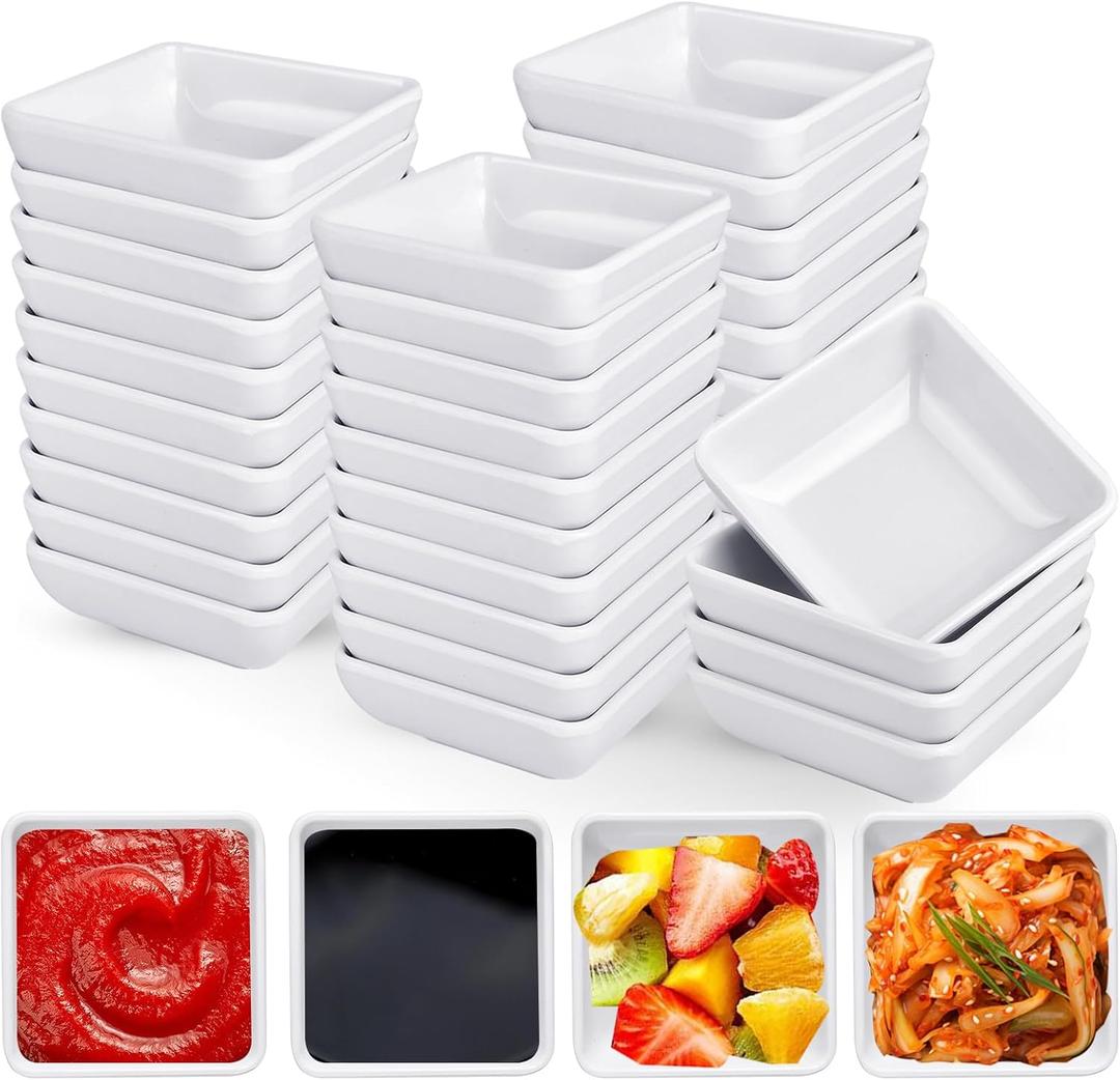 45 PCS Melamine Dipping Bowls Set, 3 Oz White Dipping Sauce Dishes, Mini Condiments Server Dishes Ramekins Cups for Kitchen,Restaurant,Ketchup, Soy Sauce,BBQ